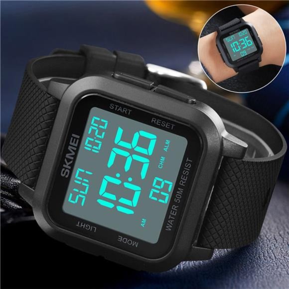 Fashion Men's Sports Watch LED Large Digital Waterproof Multifunction Wristwatch - Picture 2 of 10